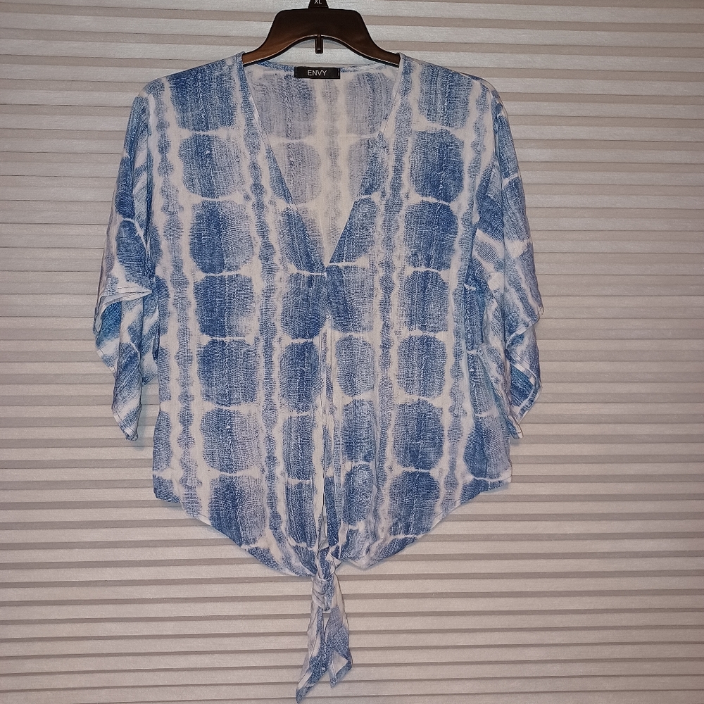 - Envy Women's Tie Front Top Blouse 100% Rayon Size-L